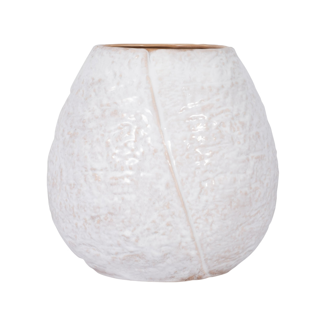 CER, 8" ROUND VASE, IVORY