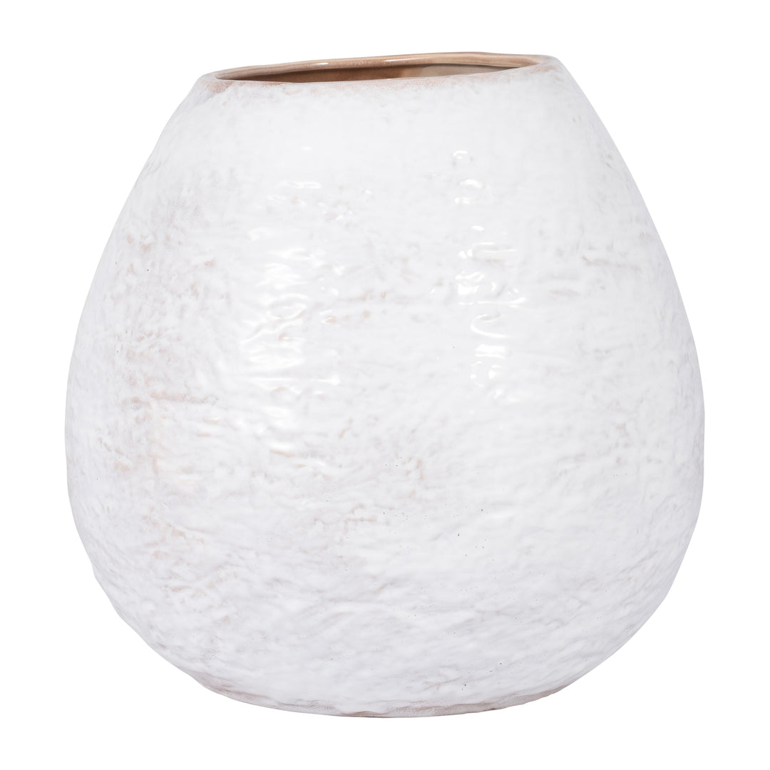 CER, 14" ROUND VASE, IVORY