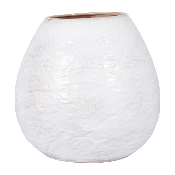 CER, 14" ROUND VASE, IVORY