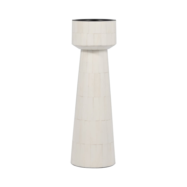 RESIN, 12" PILLAR CANDLEHOLDER, IVORY