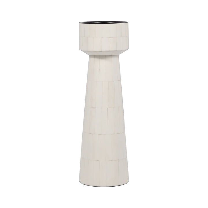 RESIN, 12" PILLAR CANDLEHOLDER, IVORY