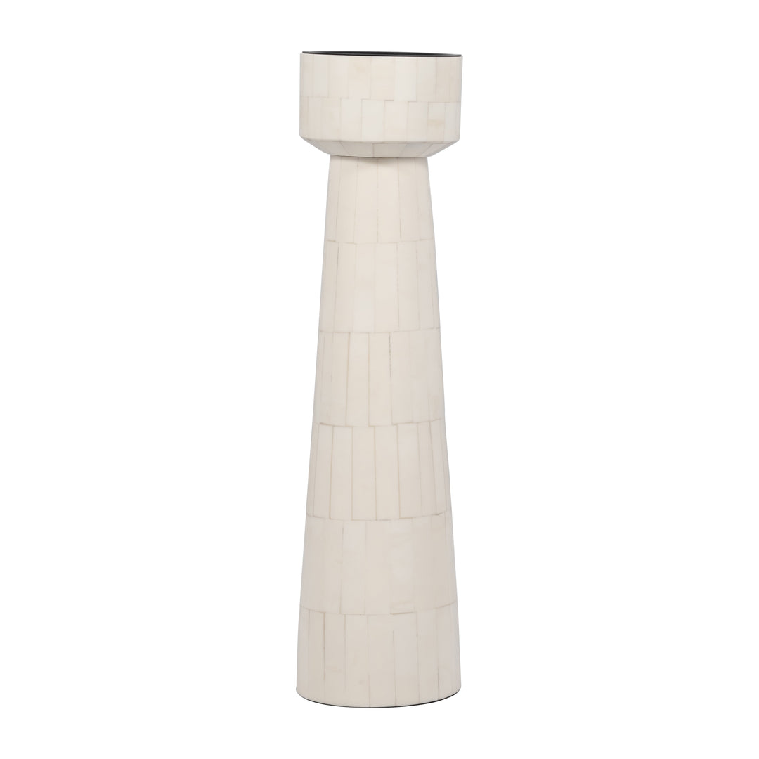 RESIN, 15" PILLAR CANDLEHOLDER, IVORY