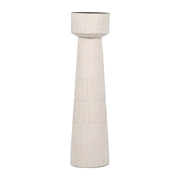 RESIN, 15" PILLAR CANDLEHOLDER, IVORY