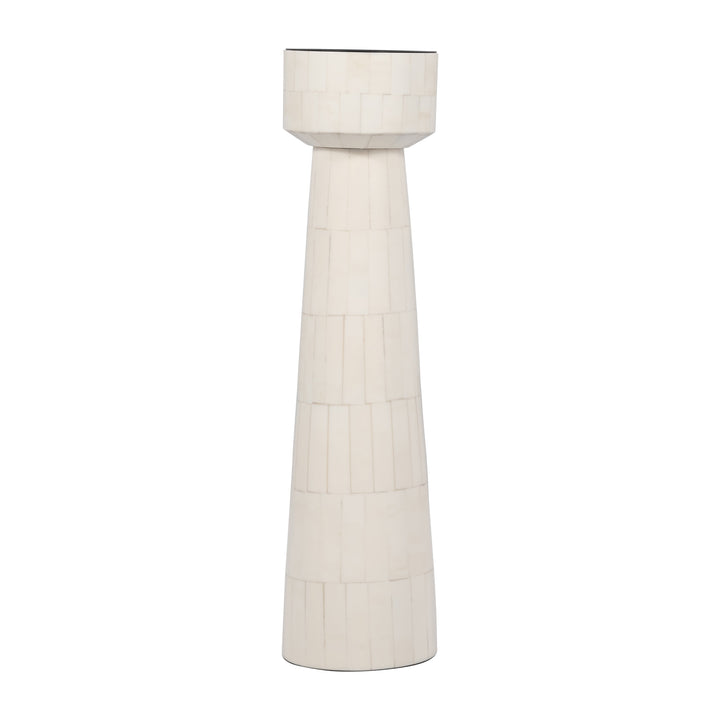 RESIN, 15" PILLAR CANDLEHOLDER, IVORY