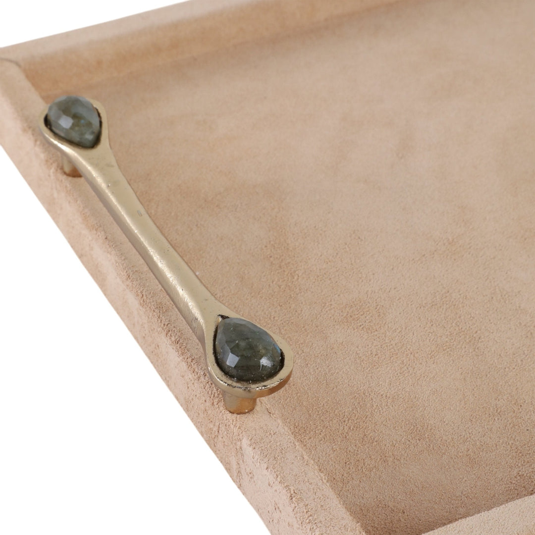 19" KELSIE SUEDE LABRADORITE GEMSTONE HARDWARE TRA