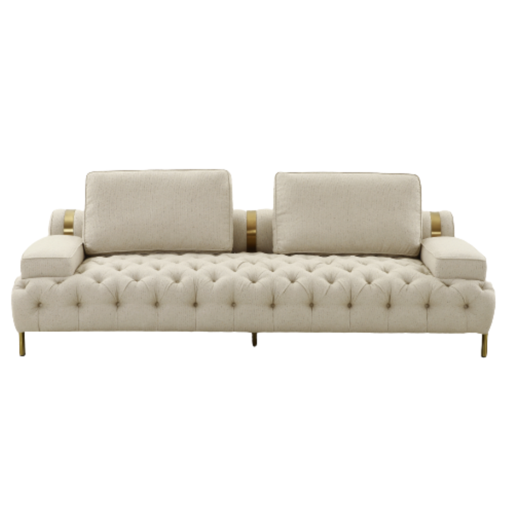 Tufting Beige 3 Seater Sofa