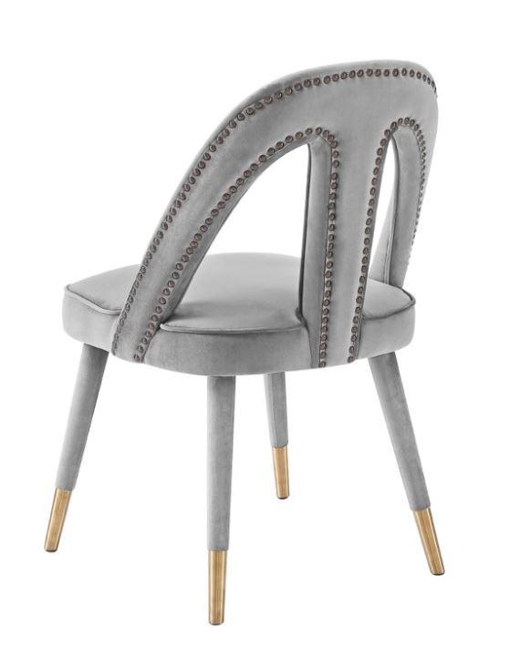 Petra Light Grey Velvet Side Chair