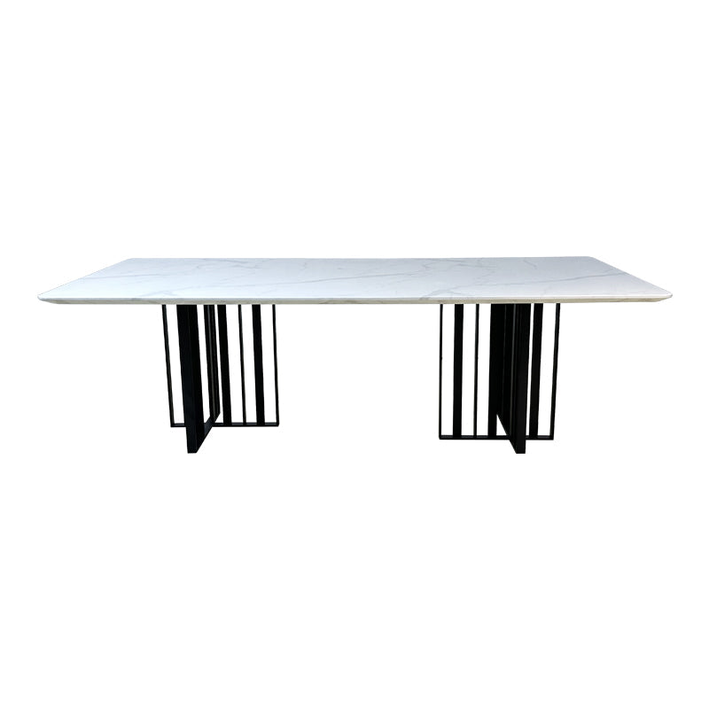 Black Bars Marble Dining Table- 8 Persons