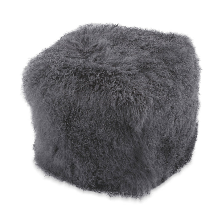 Lamb Fur Pouf Smoke