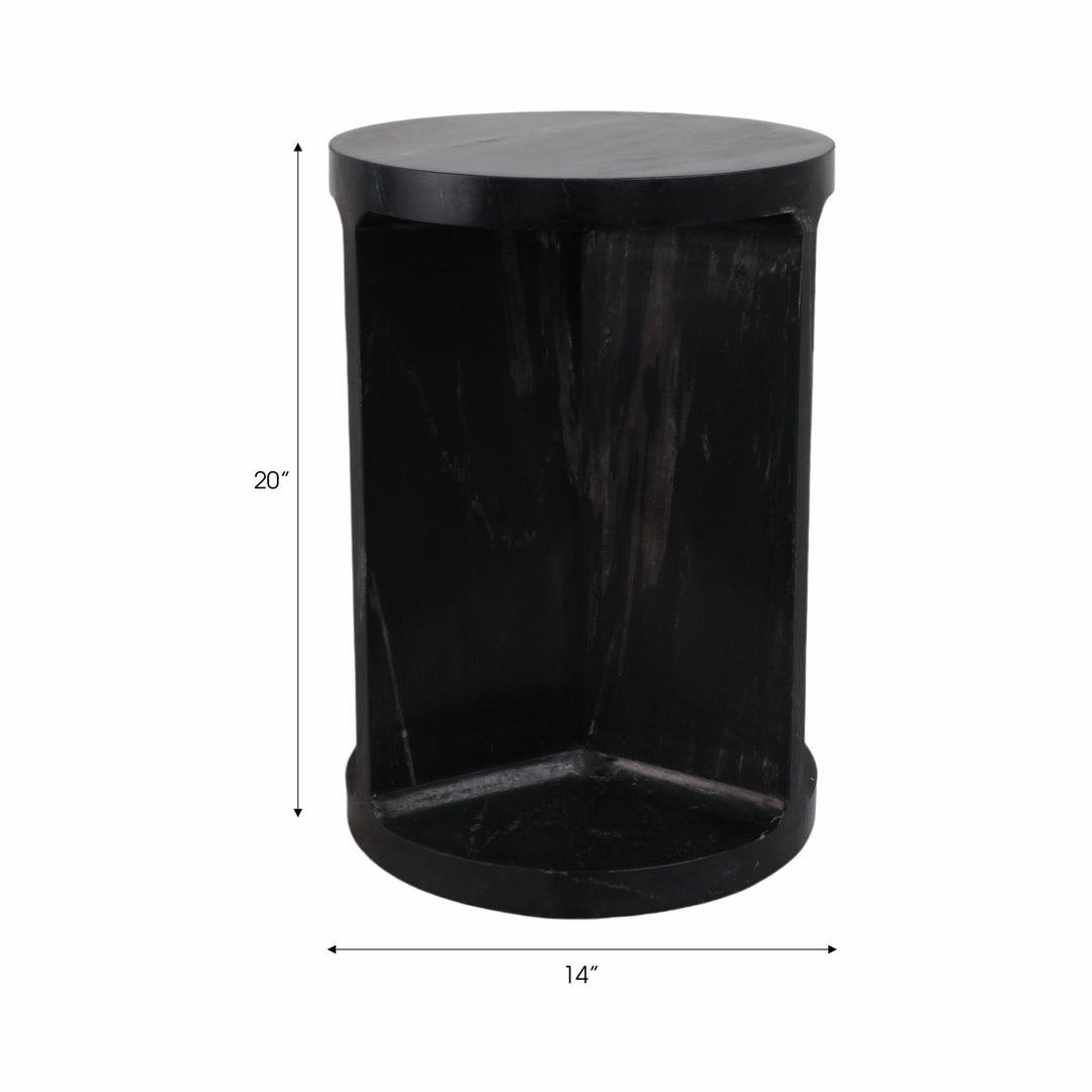 20" Augusto Carved Marble Accent Table