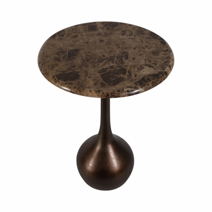 20" MARBLE ACCENT TABLE BALL BASE, BWN