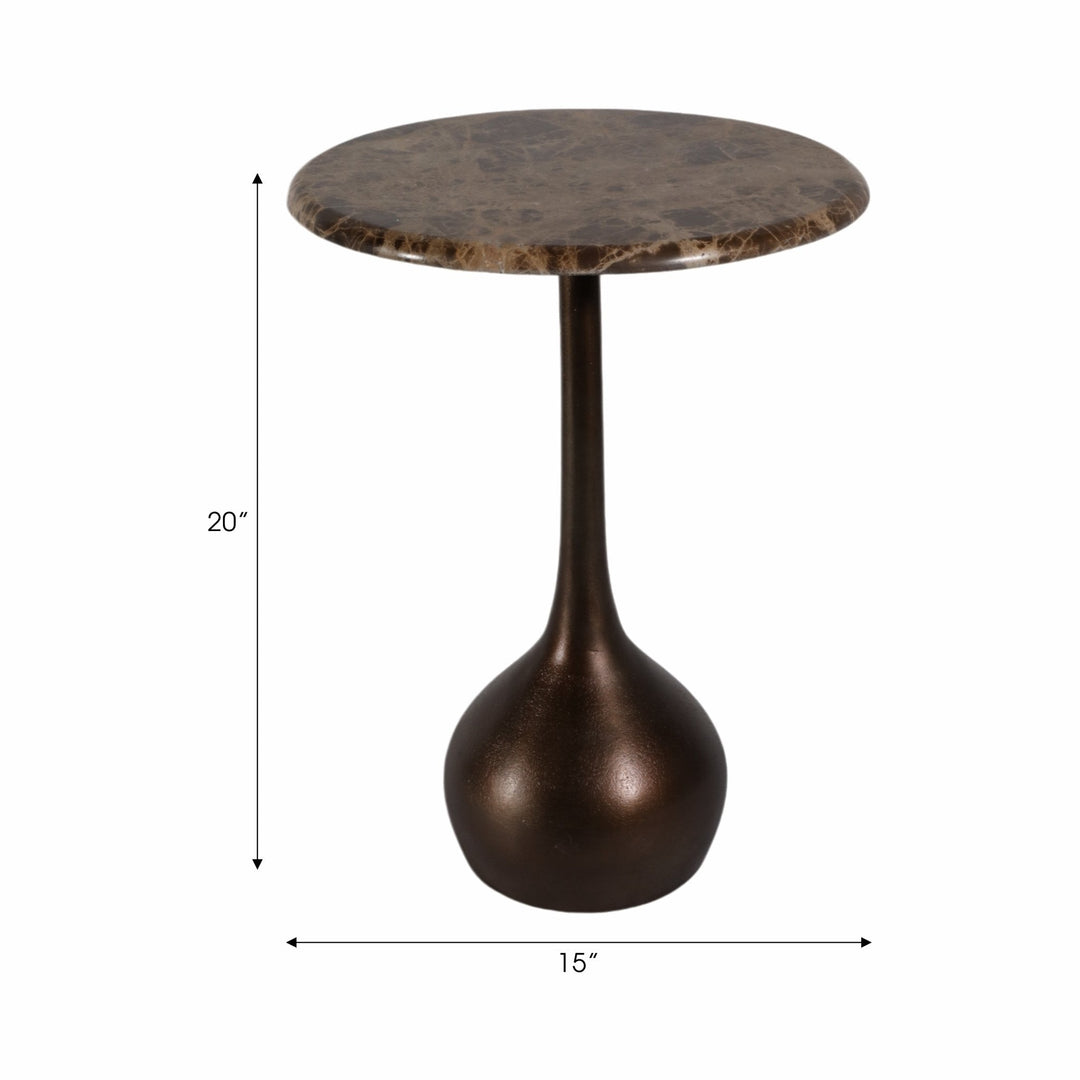 20" MARBLE ACCENT TABLE BALL BASE, BWN