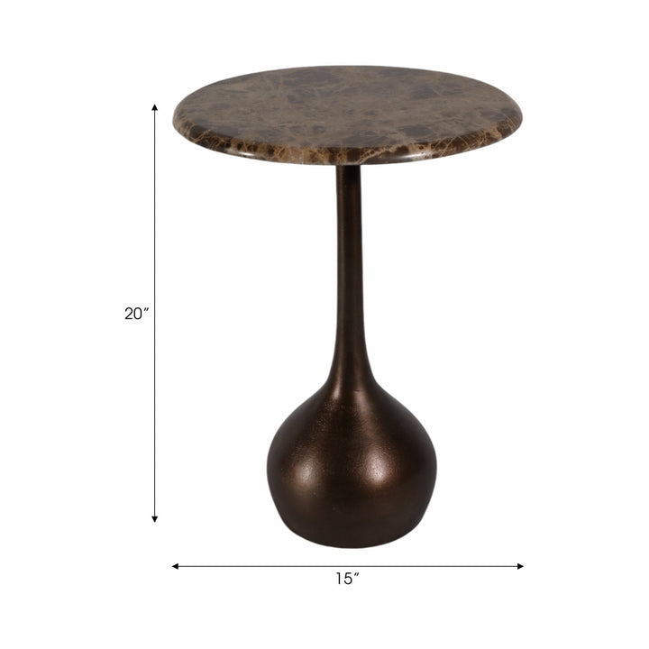 20" MARBLE ACCENT TABLE BALL BASE, BWN