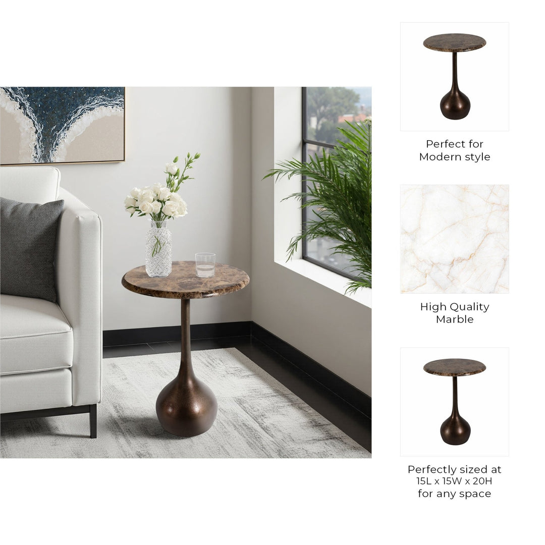 20" MARBLE ACCENT TABLE BALL BASE, BWN