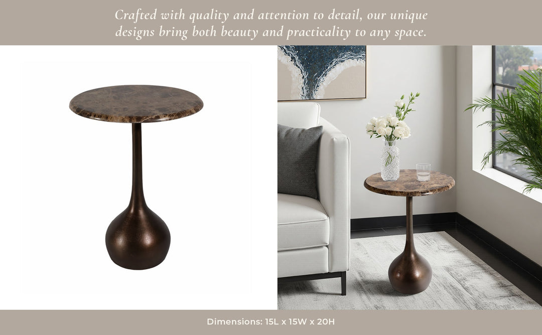 20" MARBLE ACCENT TABLE BALL BASE, BWN