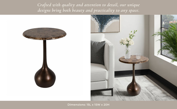 20" MARBLE ACCENT TABLE BALL BASE, BWN
