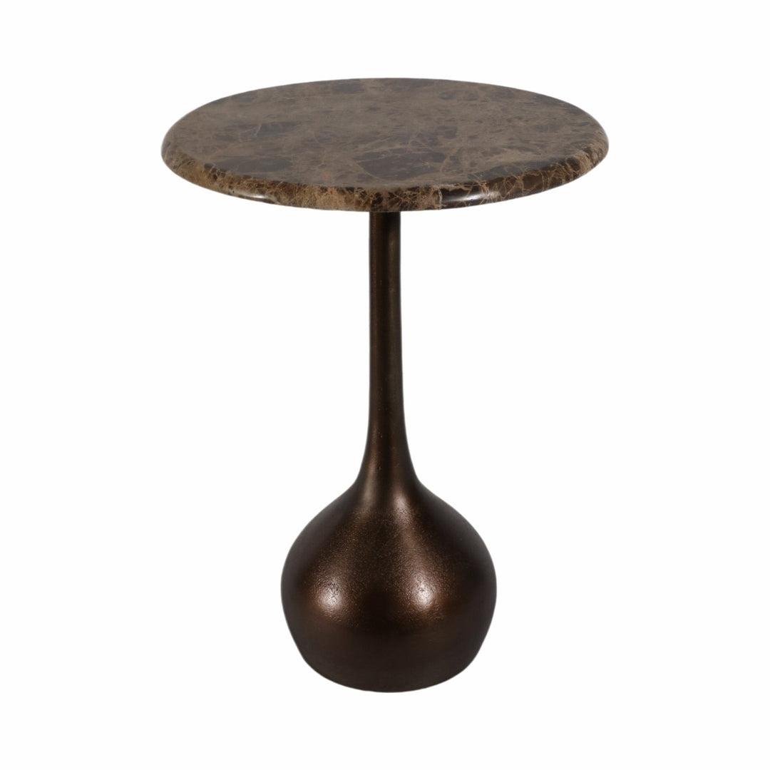 20" MARBLE ACCENT TABLE BALL BASE, BWN