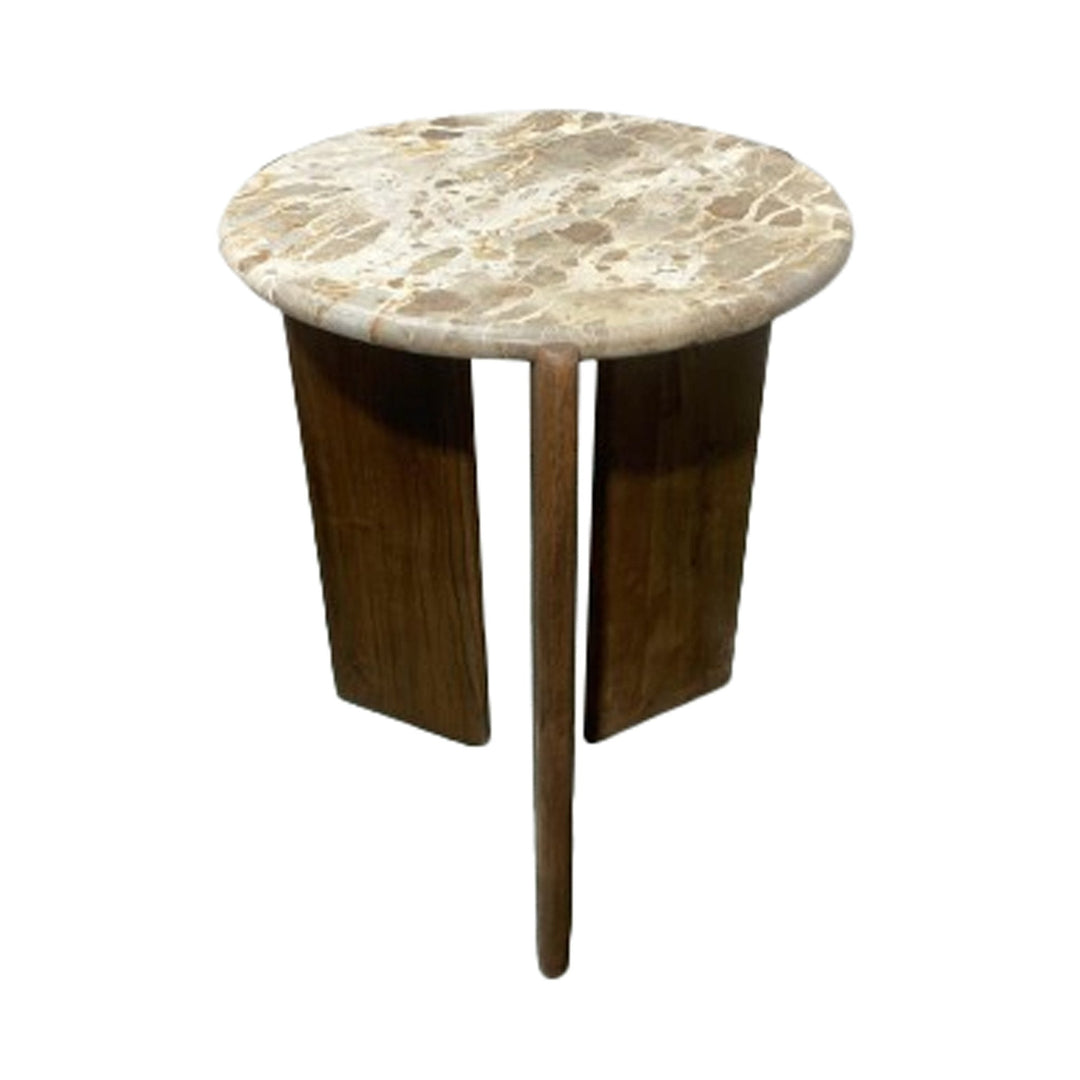 20" Somerset Marble And Wood Accent Table, Multi