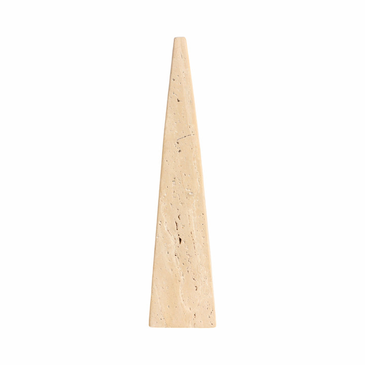 16" Travertine Obelisk, Tan