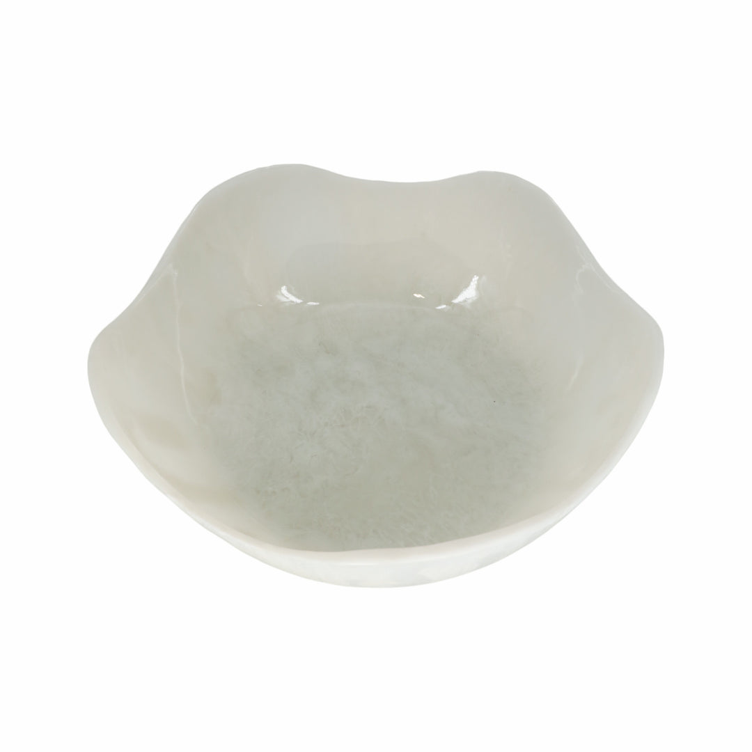 S/2 12/14" WAVY EDGED RESIN BOWLS, WHITE
