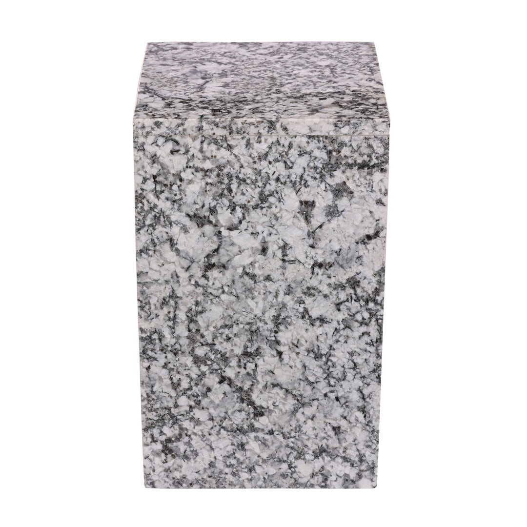 20x12" Marble Pedestal Accent Table, White/black