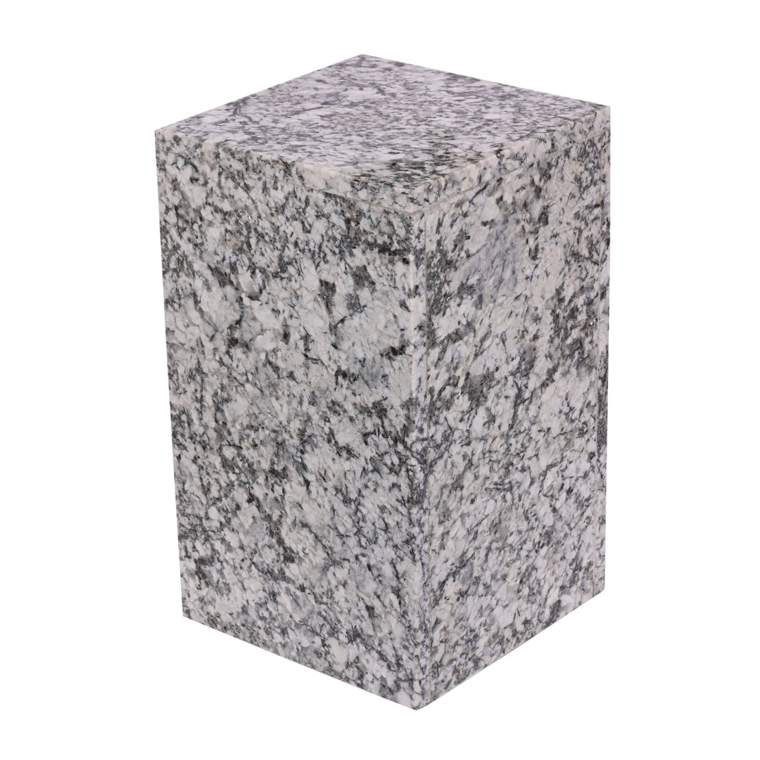 20x12" Marble Pedestal Accent Table, White/black