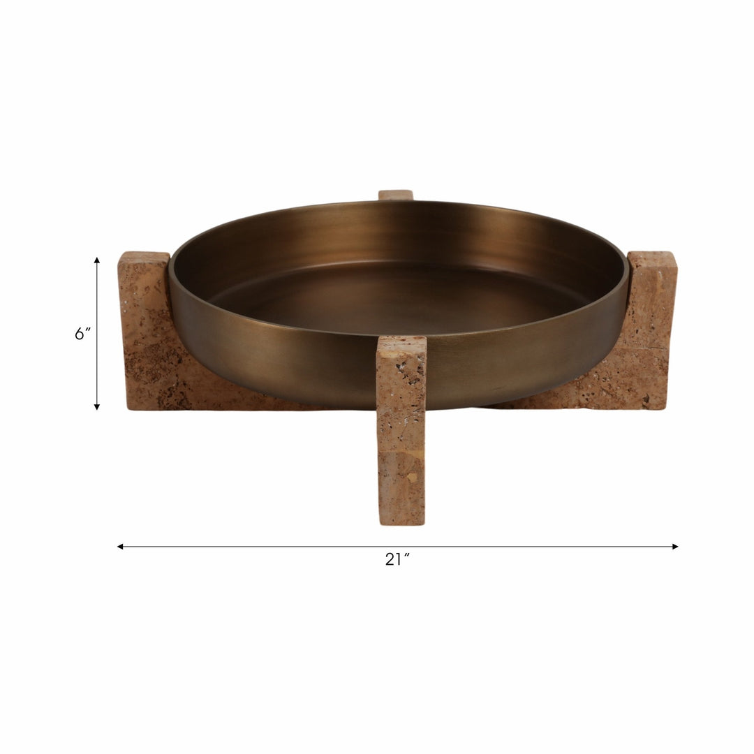 21" FRIDLEY BOWL WITH TRAVERTINE BASE