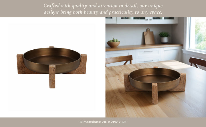 21" FRIDLEY BOWL WITH TRAVERTINE BASE