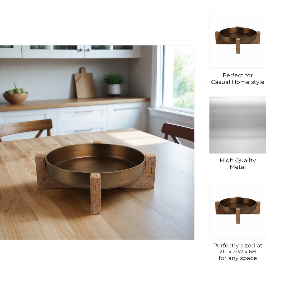 21" FRIDLEY BOWL WITH TRAVERTINE BASE