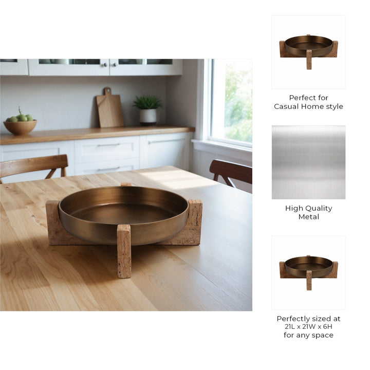 21" FRIDLEY BOWL WITH TRAVERTINE BASE