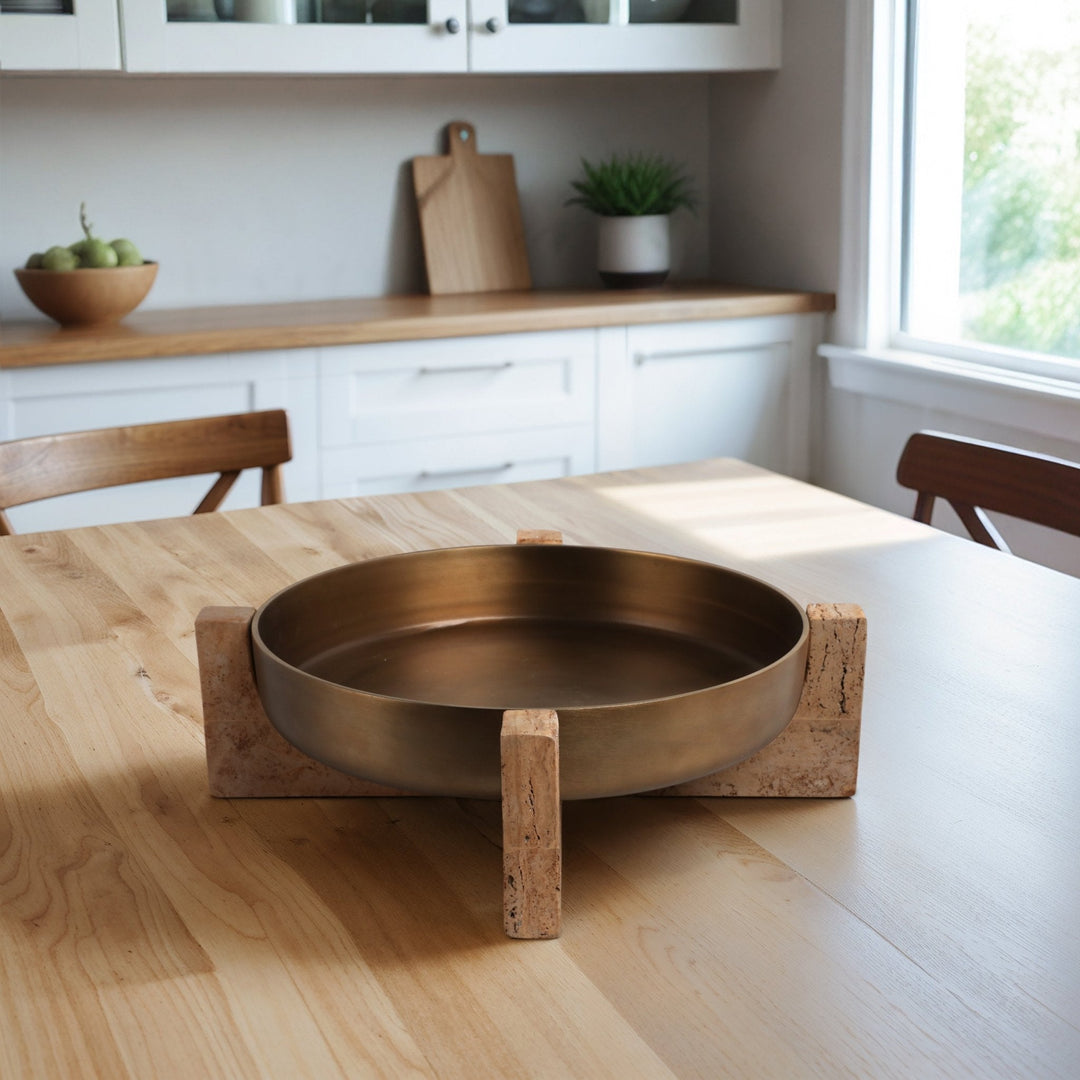 21" FRIDLEY BOWL WITH TRAVERTINE BASE