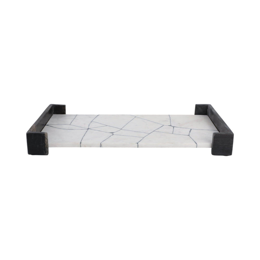 21" PATTON BLACK & WHITE MARBLE TRAY
