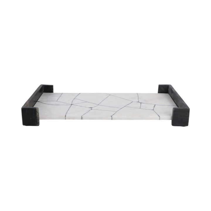 21" PATTON BLACK & WHITE MARBLE TRAY