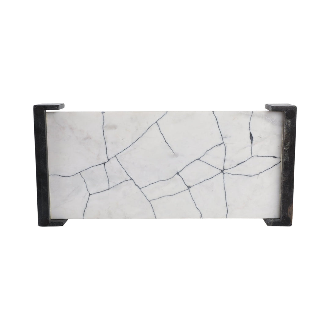 21" PATTON BLACK & WHITE MARBLE TRAY