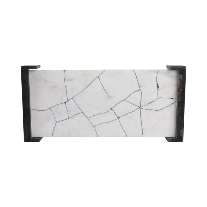 21" PATTON BLACK & WHITE MARBLE TRAY