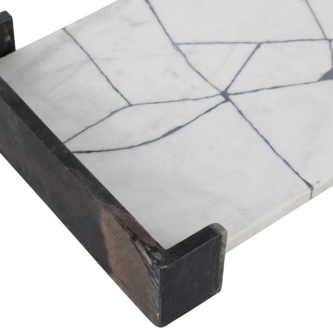 21" PATTON BLACK & WHITE MARBLE TRAY