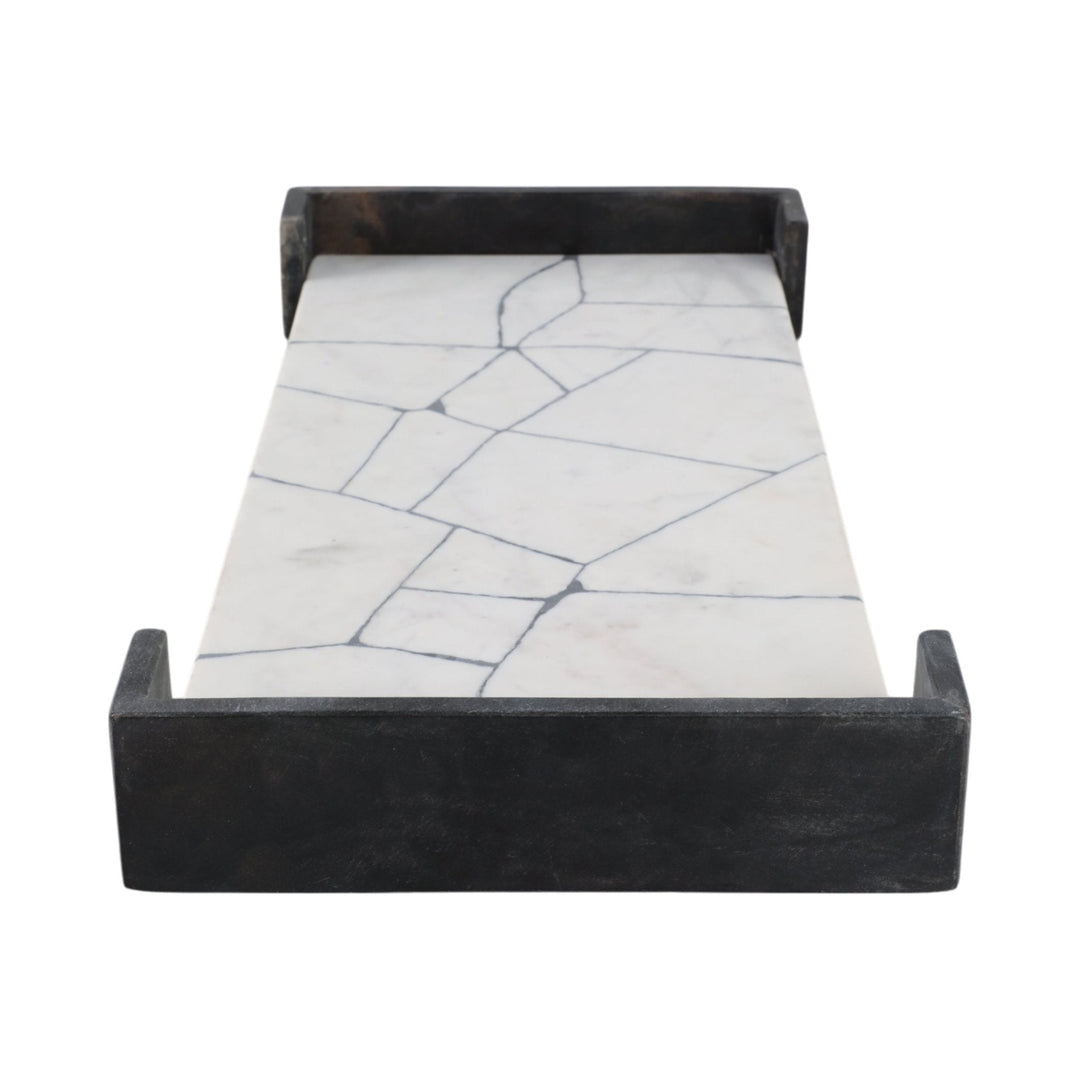 21" PATTON BLACK & WHITE MARBLE TRAY