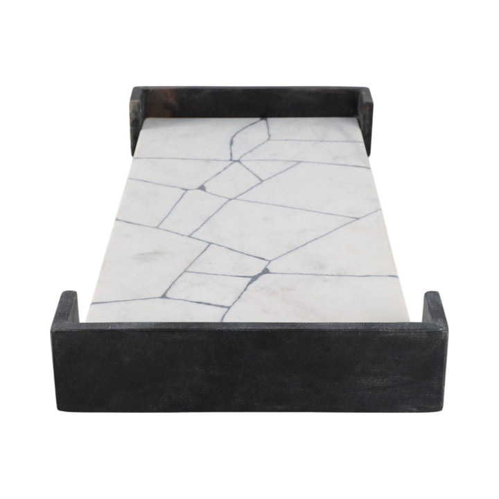21" PATTON BLACK & WHITE MARBLE TRAY