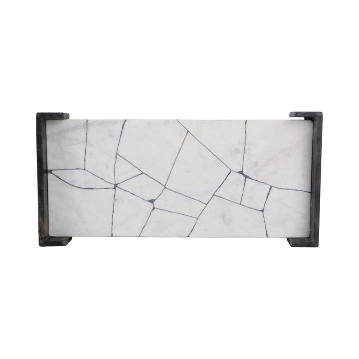 21" PATTON BLACK & WHITE MARBLE TRAY