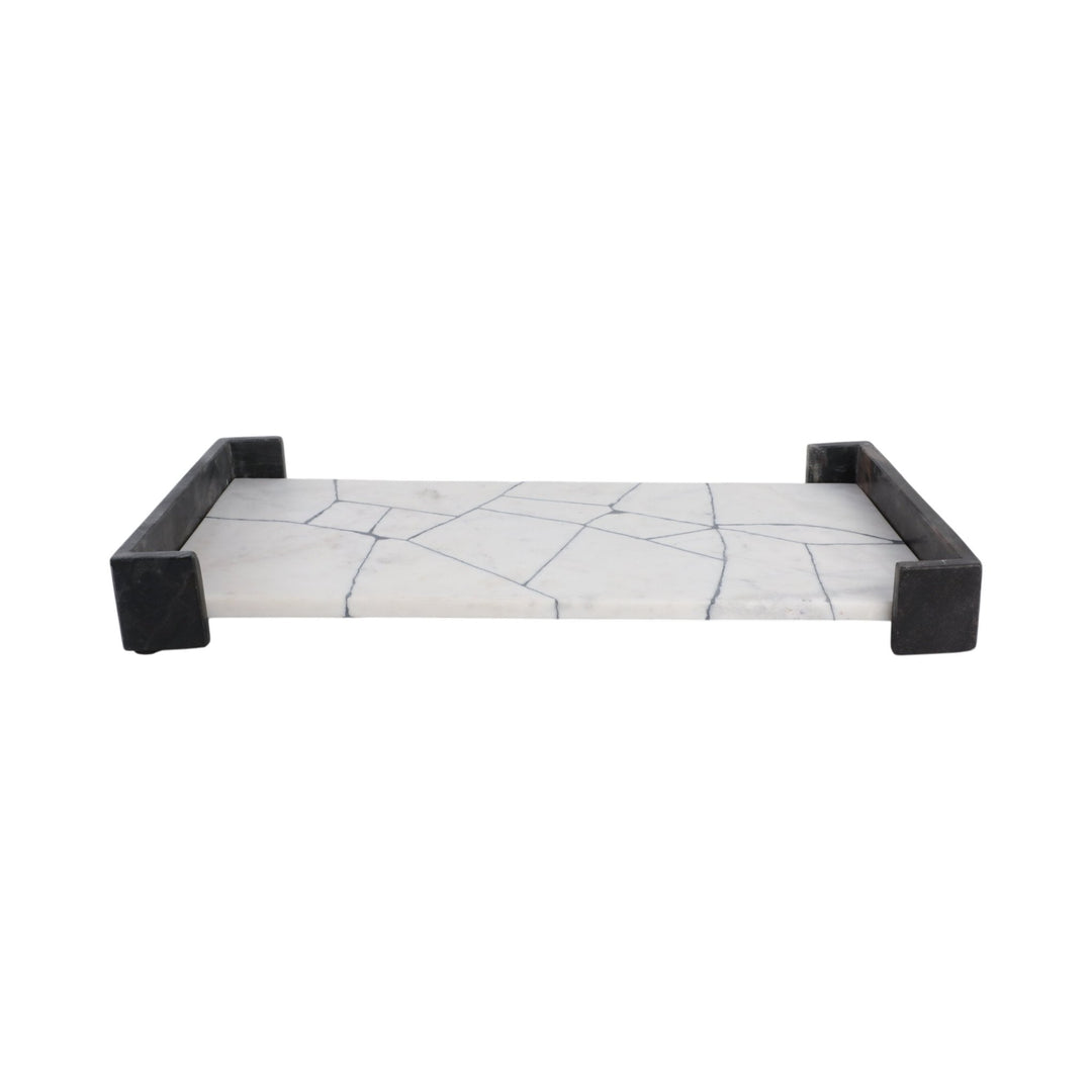 21" PATTON BLACK & WHITE MARBLE TRAY