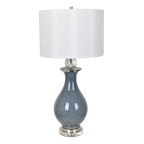 Jarvis Table Lamp  28"Ht.,Ceramic&Crystal  Blue Crackle Fini