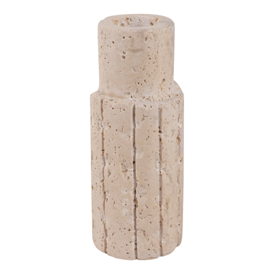 5X2" RAW EDGE TRAVERTINE TAPER HOLDER, TAN