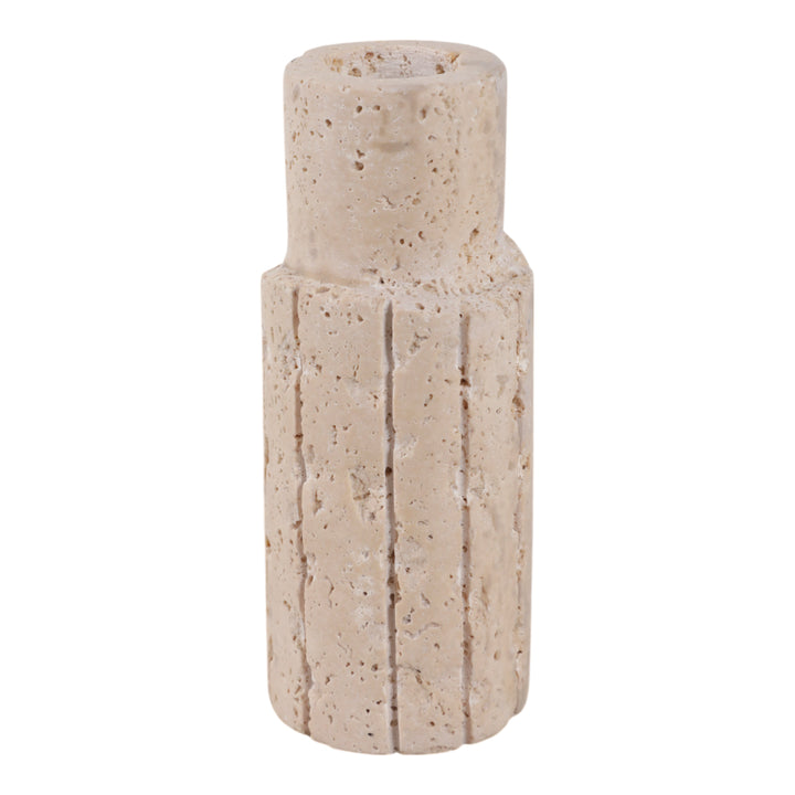 5X2" RAW EDGE TRAVERTINE TAPER HOLDER, TAN