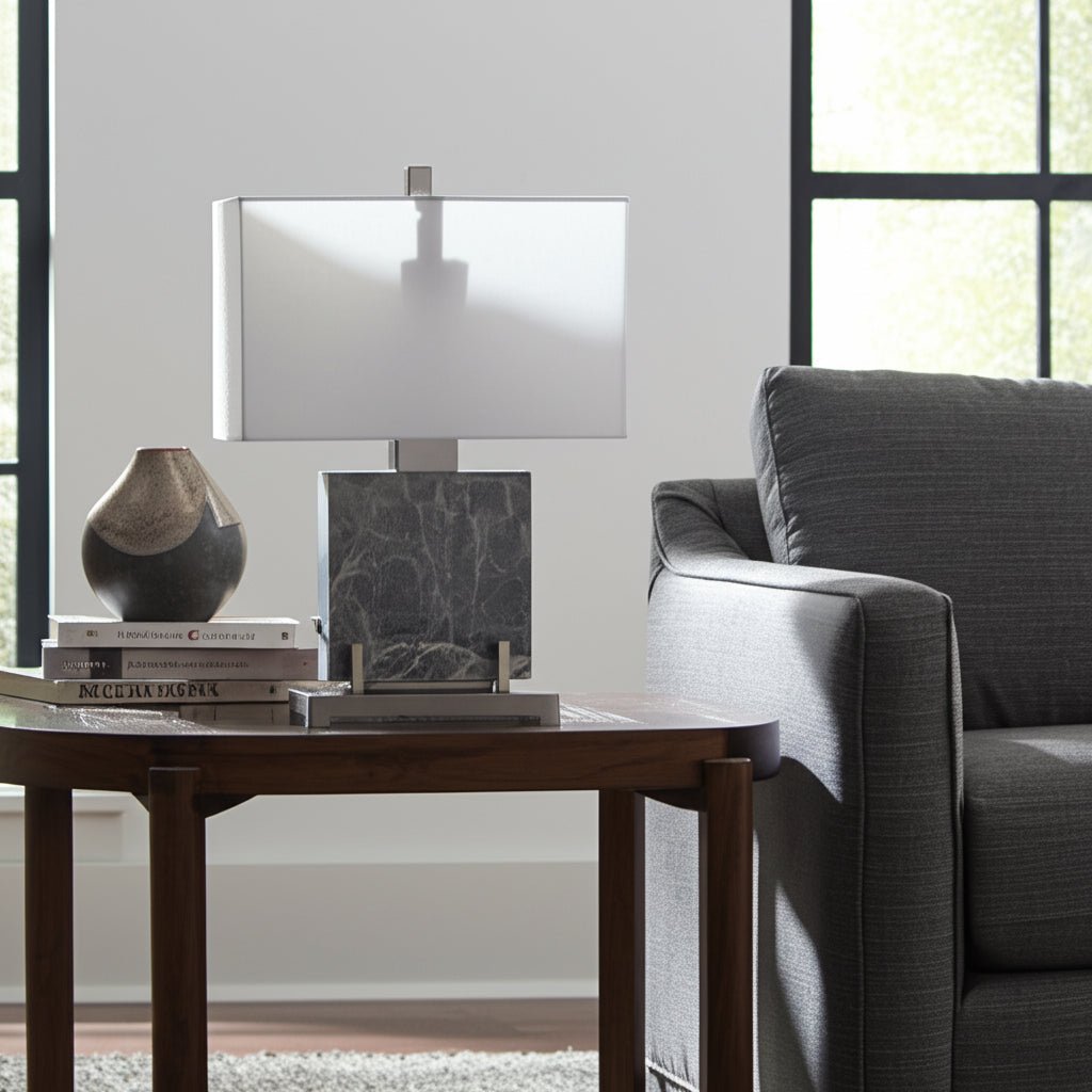 22" Lazio Grey Marble Lamp