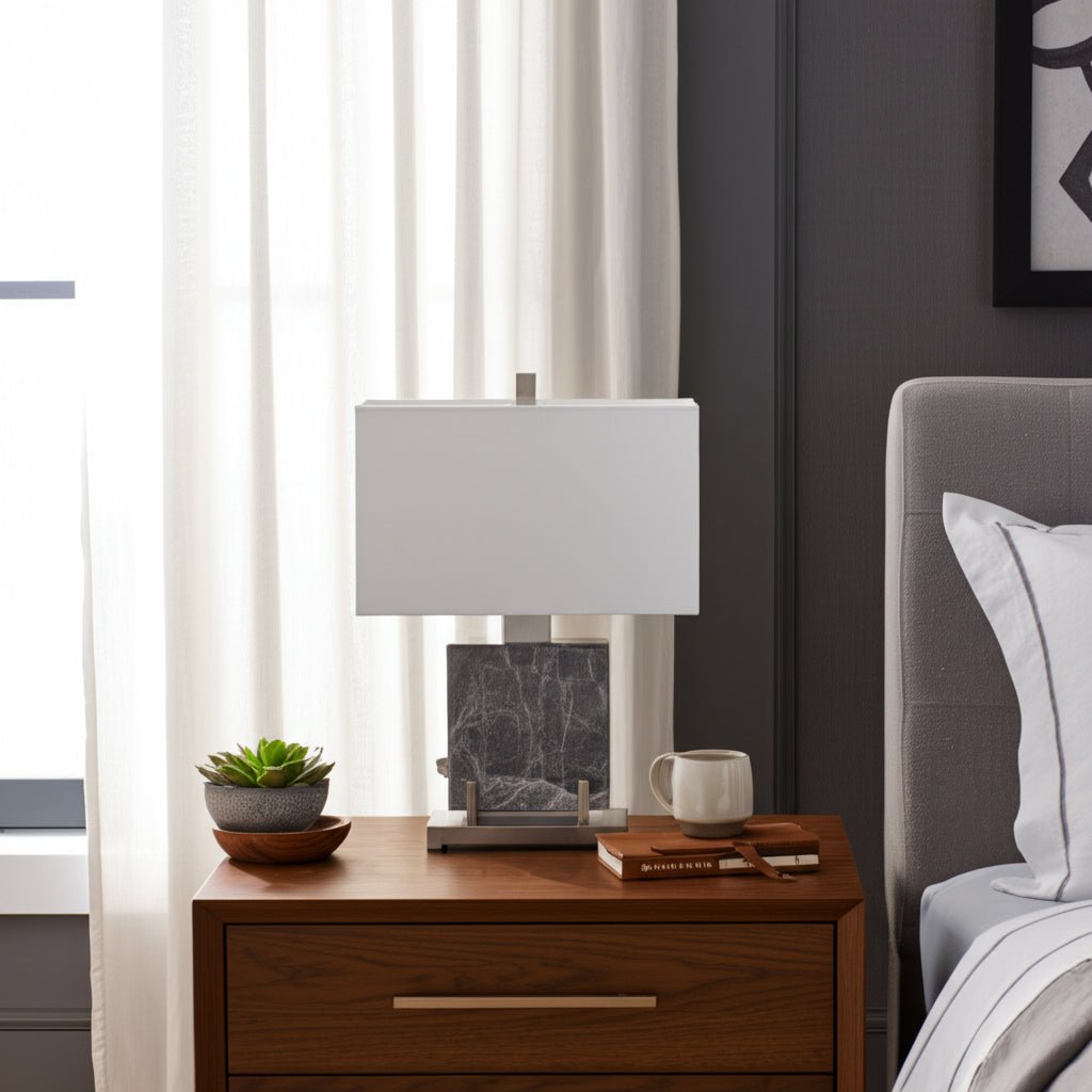 22" Lazio Grey Marble Lamp
