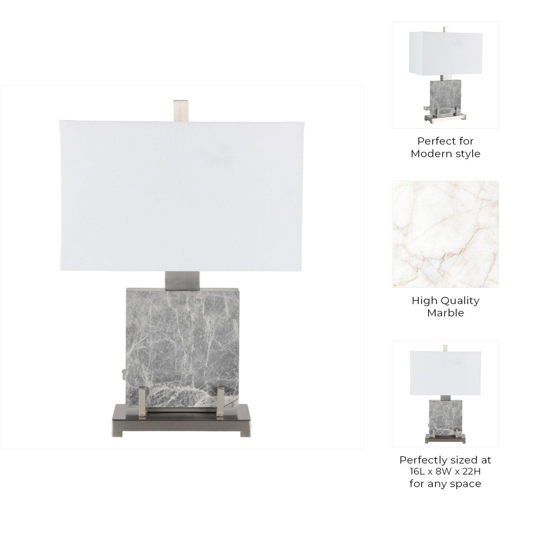 22" Lazio Grey Marble Lamp