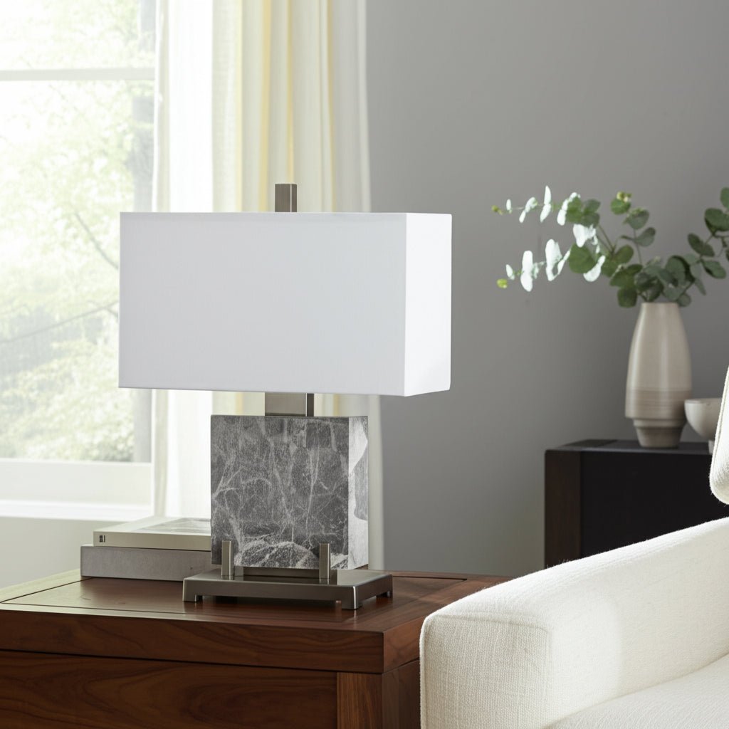 22" Lazio Grey Marble Lamp