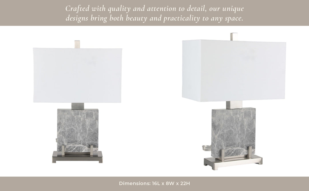 22" Lazio Grey Marble Lamp