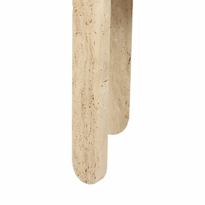 22" LOUVA CARVED TRAVERTINE ACCENT TABLE