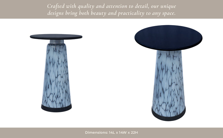 22" Posados Tall Art Table W/marble Top, Blue